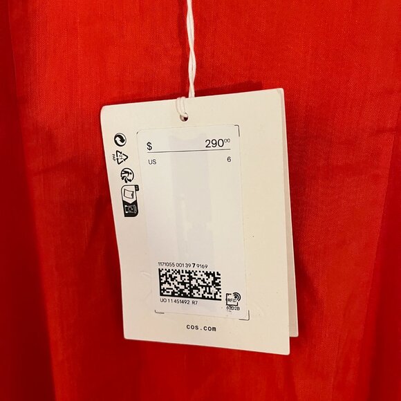 Cos Atelier The V-Neck Linen Maxi Dress - Bright Orange NWT retail $290 - Picture 12 of 16